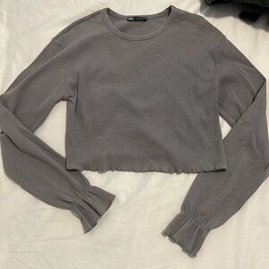Zara gray cropped long sleeve